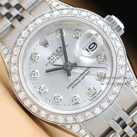 rolex stainless steel white gold women's dress 6917 watch|Rolex lady Datejust silver bracelet.